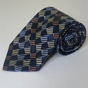 Joseph A Bank Blue & Orange 100% Silk Tie